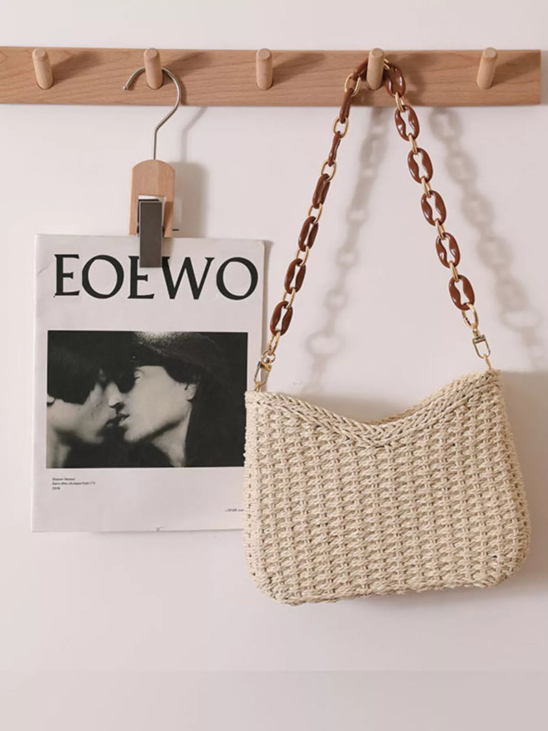 Woven Straw Shoulder Bag-zoom-