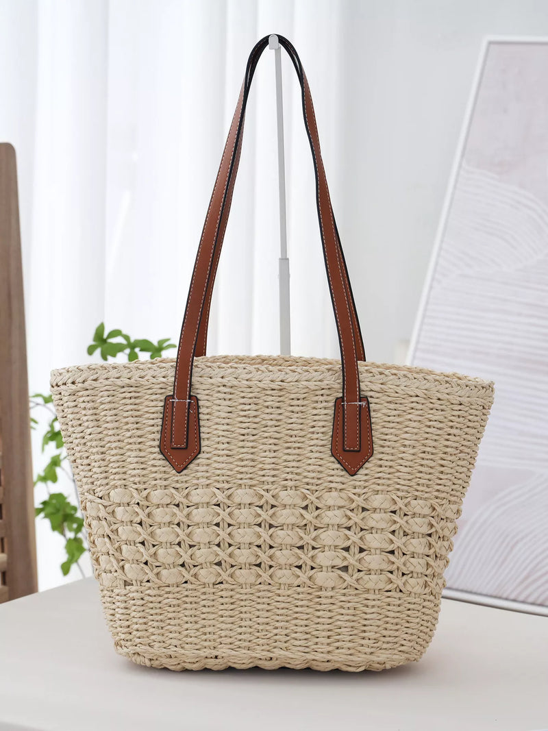 Woven Straw Tote Bag-zoom-