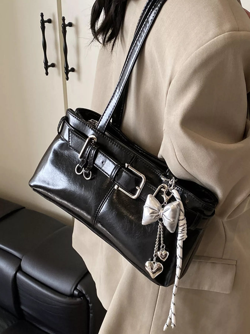 Buckle Decor Shoulder Bag-zoom-