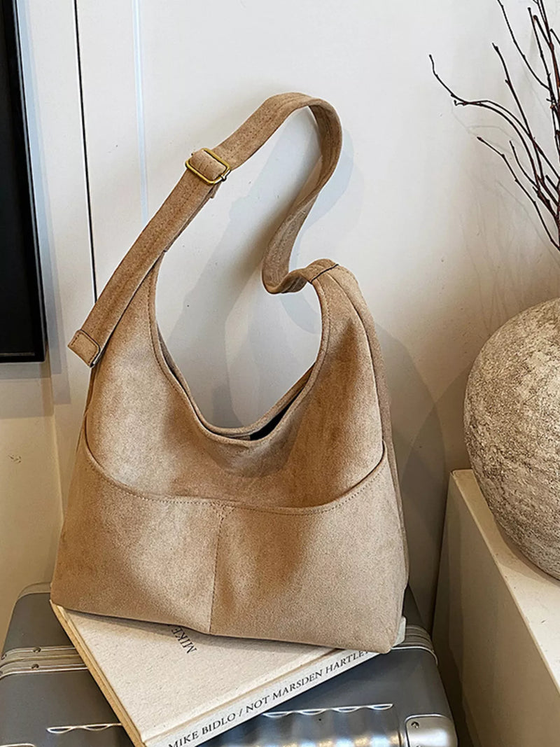 Minimalist Suede Shoulder Bag-zoom-