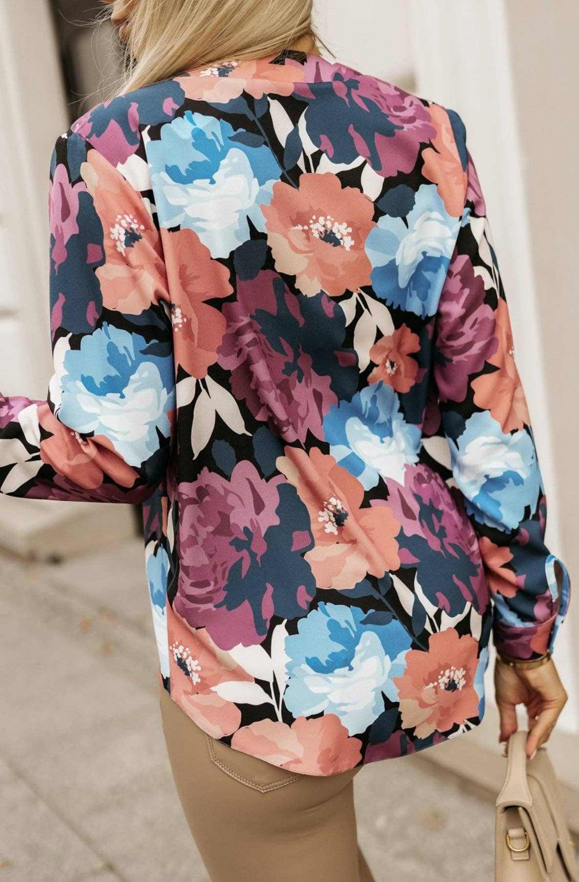Aurora Floral Printed Shirt Blouse Top - Multi - Primrose Signature Boutique