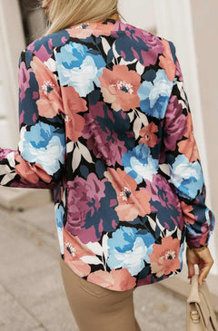 Aurora Floral Printed Shirt Blouse Top - Multi - Primrose Signature Boutique