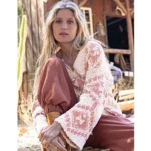 Aztec Salmon White Sweater - Primrose Signature Boutique