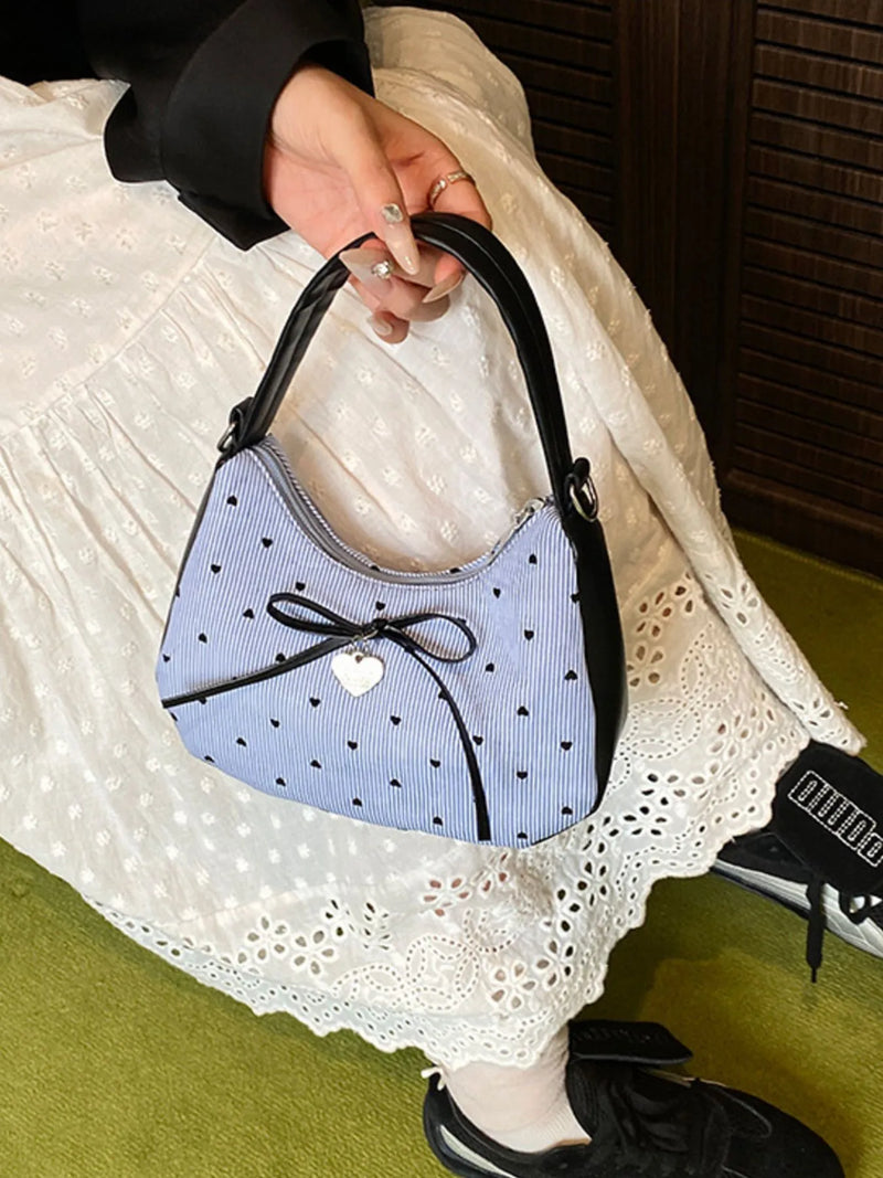Printed Bow Shoulder Bag-zoom-
