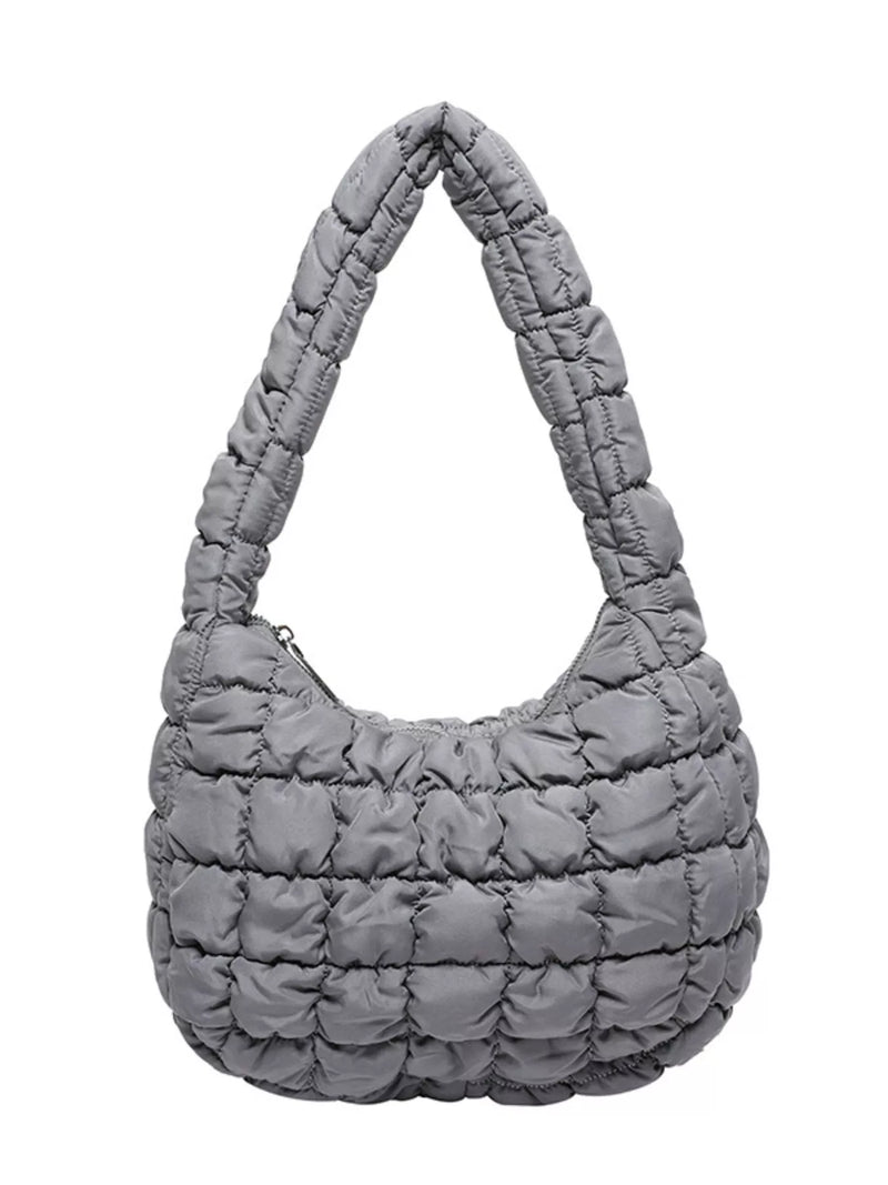 Quilted Ruched Shoulder Bag-zoom-