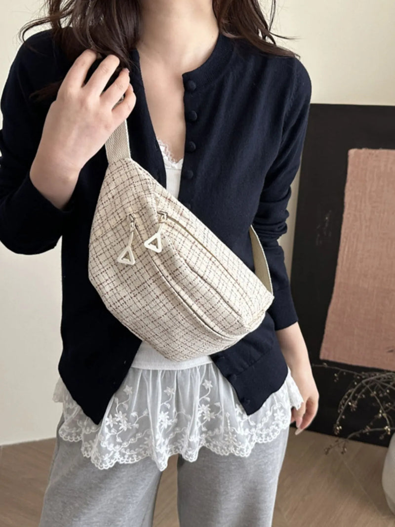 Plaid Pattern Crossbody Bag-zoom-