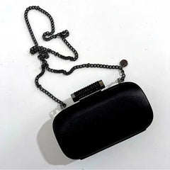 Badgley Mischka Black Kali Edwardian Crystal - Embellished Minaudière New Clutch - Primrose Signature Boutique