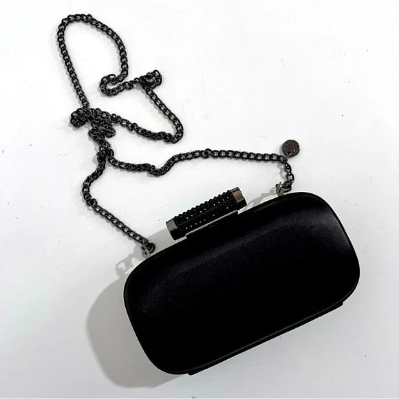 Badgley Mischka Black Kali Edwardian Crystal-Embellished Minaudière New Clutch-zoom-