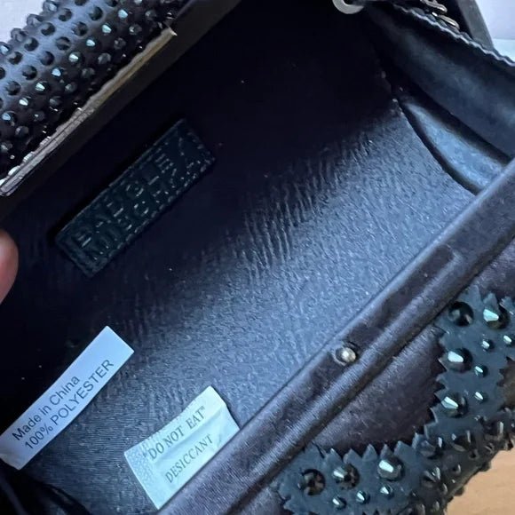 Badgley Mischka Black Kali Edwardian Crystal-Embellished Minaudière New Clutch-zoom-