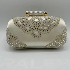 Badgley Mischka Kali Ivory Edwardian Crystal - Embellished Minaudière New Clutch - Primrose Signature Boutique