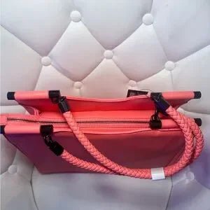 Badgley Mischka Vegan Leather Handbag Tote Coral Color-zoom-