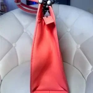 Badgley Mischka Vegan Leather Handbag Tote Coral Color-zoom-