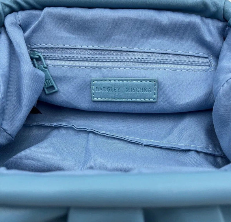 BADGLEY MISCHKA Vegan Ruched Convertible Clutch with removable chain-zoom-