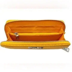 Badgley Mischka Yellow Quilted Long Wallet with Detailed Stitching - Primrose Signature Boutique