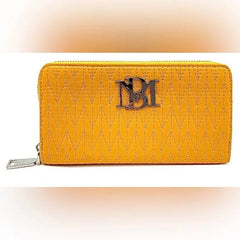 Badgley Mischka Yellow Quilted Long Wallet with Detailed Stitching - Primrose Signature Boutique