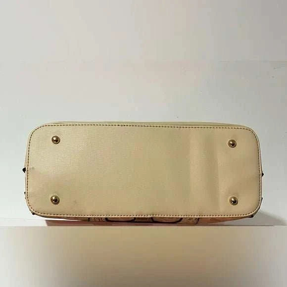 Beige Top Handle Vegan Leather Handbag with Wallet Set - Primrose Signature Boutique