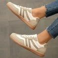 Women's Fashion Beige Sneaker Low Top Lace Up-zoom-