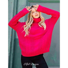 Berry Oversized Twisted Turtleneck - Primrose Signature Boutique