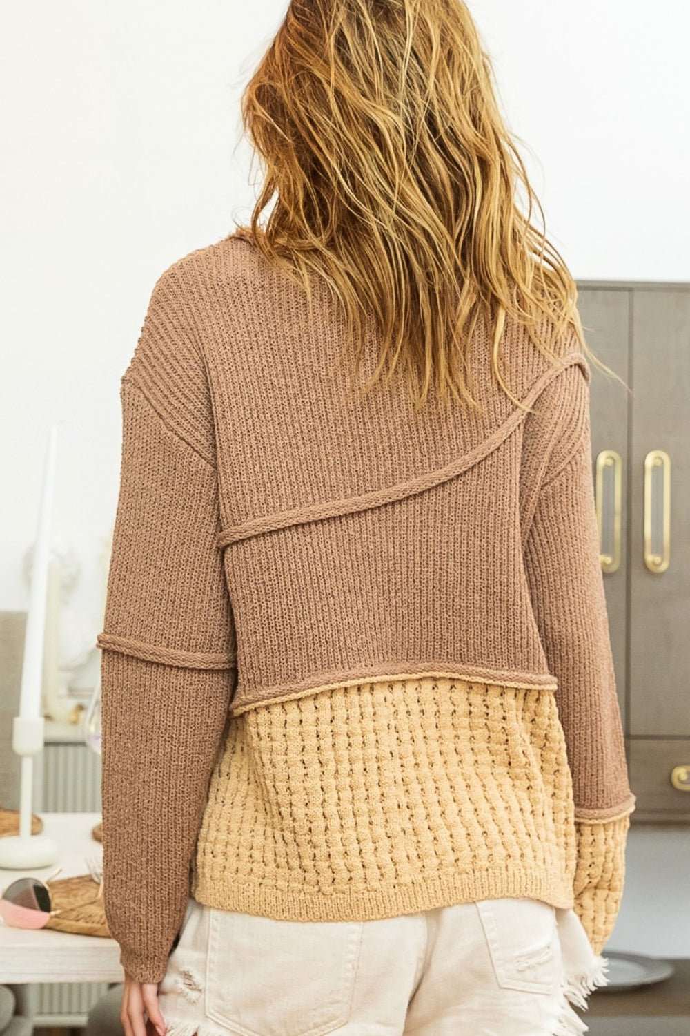 BiBi Pullover mit Strukturdetail und kontrastierender überschnittener Schulter