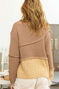 BiBi Texture Detail Contrast Drop Shoulder Sweater - Primrose Signature Boutique