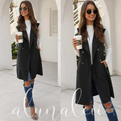 Black Button Detail Vest - Primrose Signature Boutique