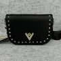 Black Vegan Leather Gold Studded Crossbody with Wallet - Primrose Signature Boutique