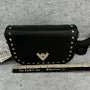 Black Vegan Leather Gold Studded Crossbody with Wallet - Primrose Signature Boutique
