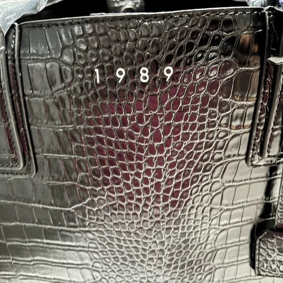 1989 Crocodile print black tote