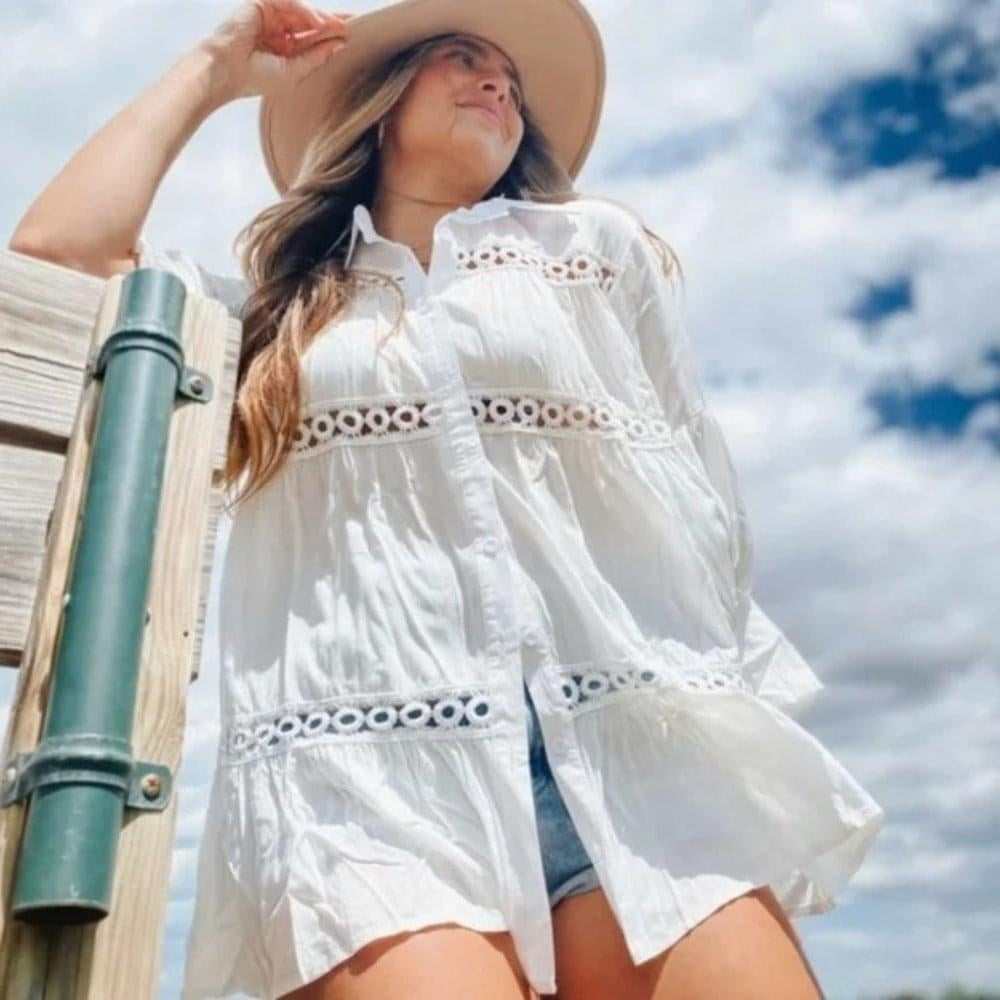 Bohemian Lace Detail Blouse - Primrose Signature Boutique