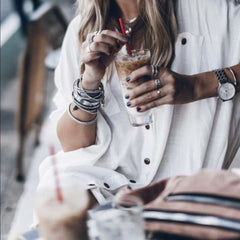 Bohemian Oversized Button Up Shirt Dress - Primrose Signature Boutique