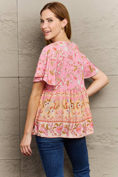 Bohemian Tie - Neck Flutter Sleeve Blouse - Primrose Signature Boutique