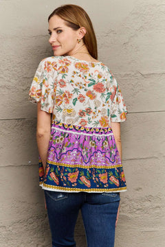 Bohemian Tie - Neck Flutter Sleeve Blouse - Primrose Signature Boutique