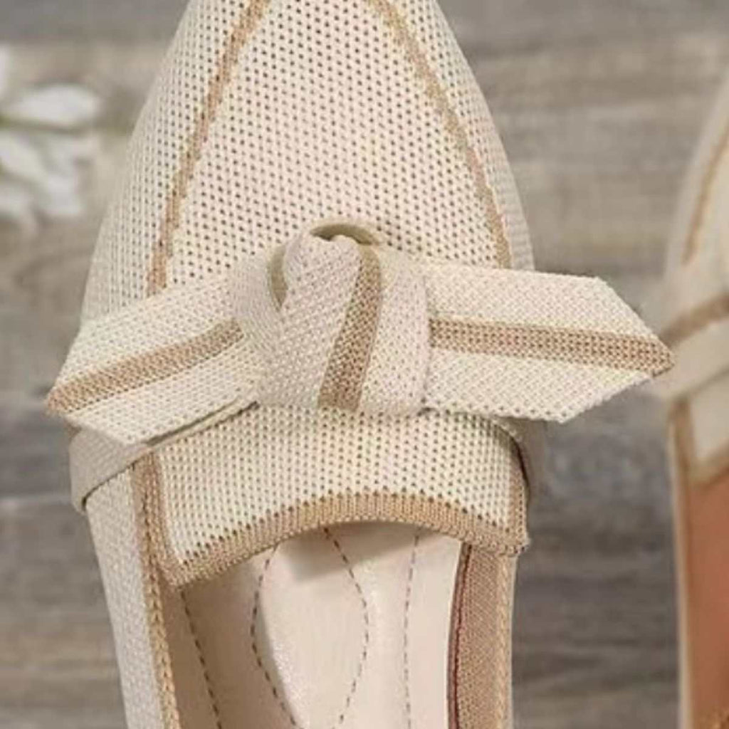 Bow Contrast Trim Point Toe Loafers - Primrose Signature Boutique
