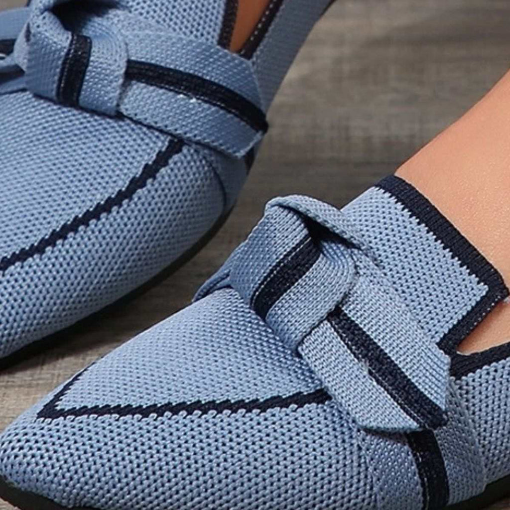 Bow Contrast Trim Point Toe Loafers - Primrose Signature Boutique
