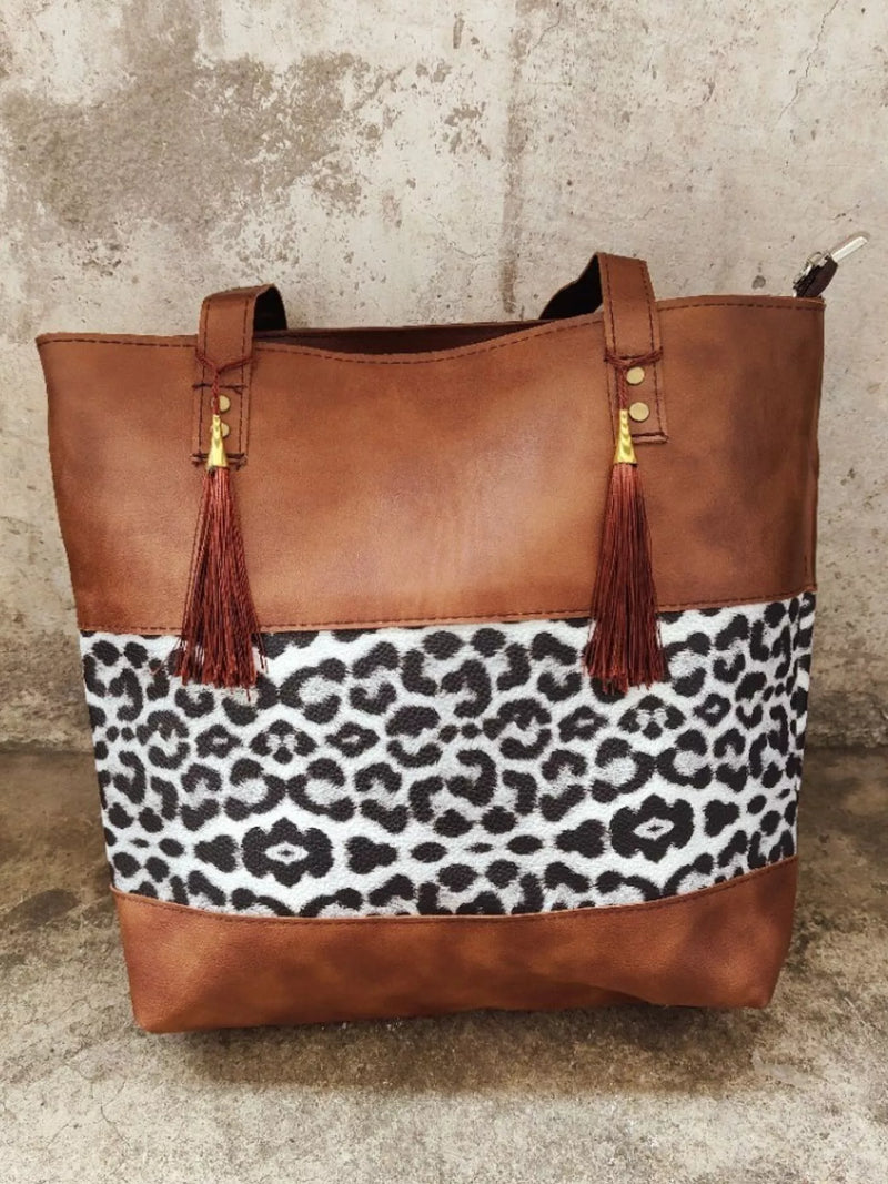 Tassel Leopard Tote Bag-zoom-