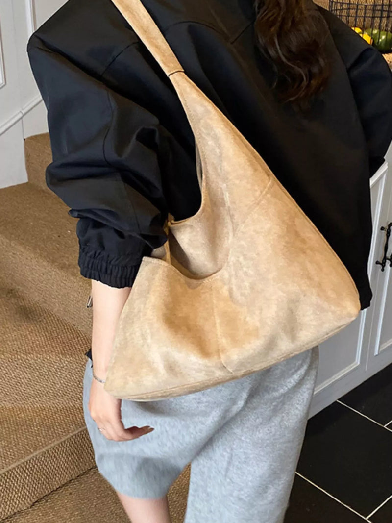 Minimalist Suede Shoulder Bag-zoom-