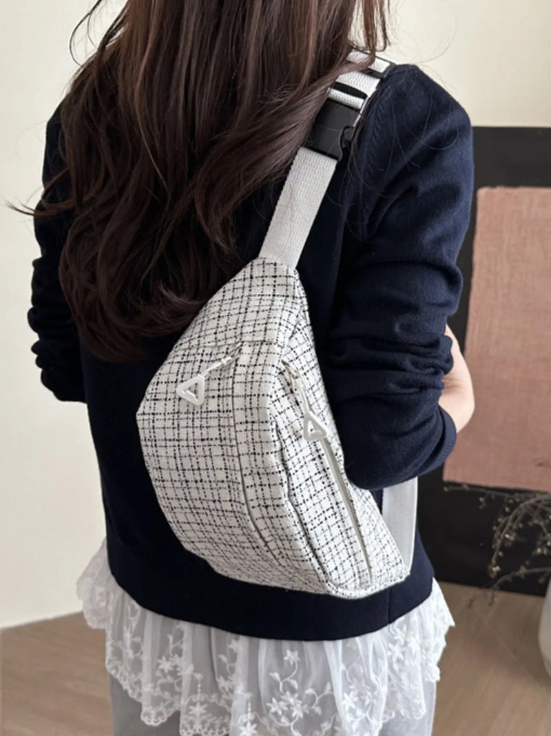 Plaid Pattern Crossbody Bag-zoom-