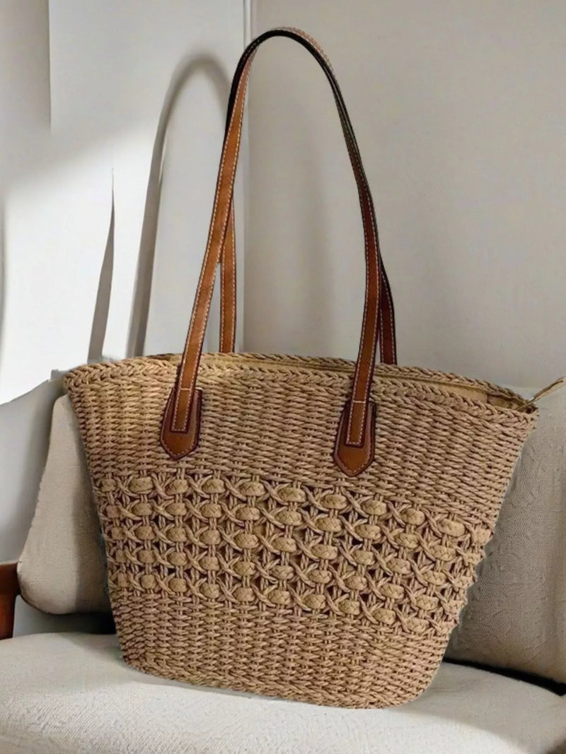 Woven Straw Shoulder Bag-zoom-