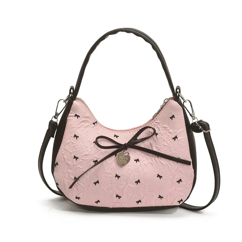 Printed Bow Shoulder Bag-zoom-