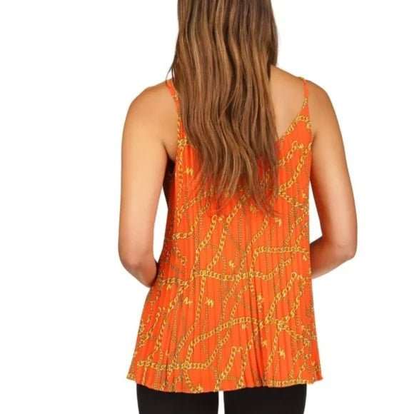 Chain Pleated Tank Top - Primrose Signature Boutique