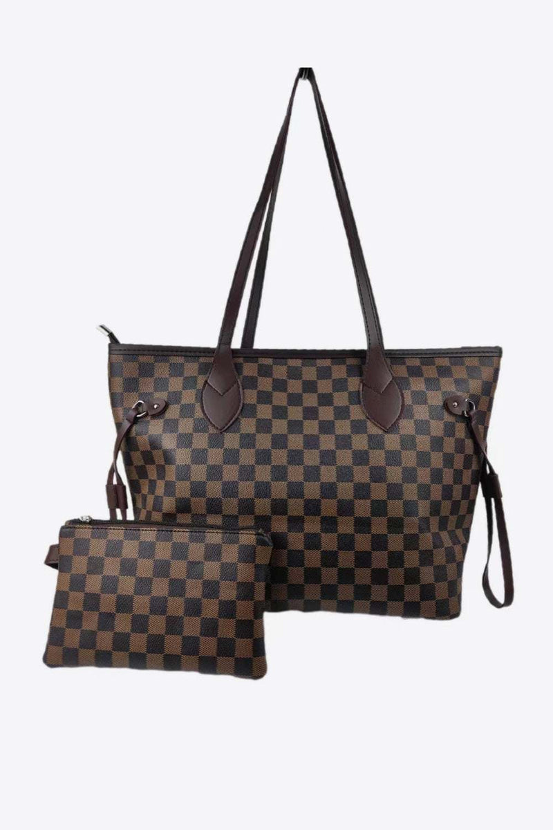 Checkered PVC Two-Piece Bag Set-zoom-