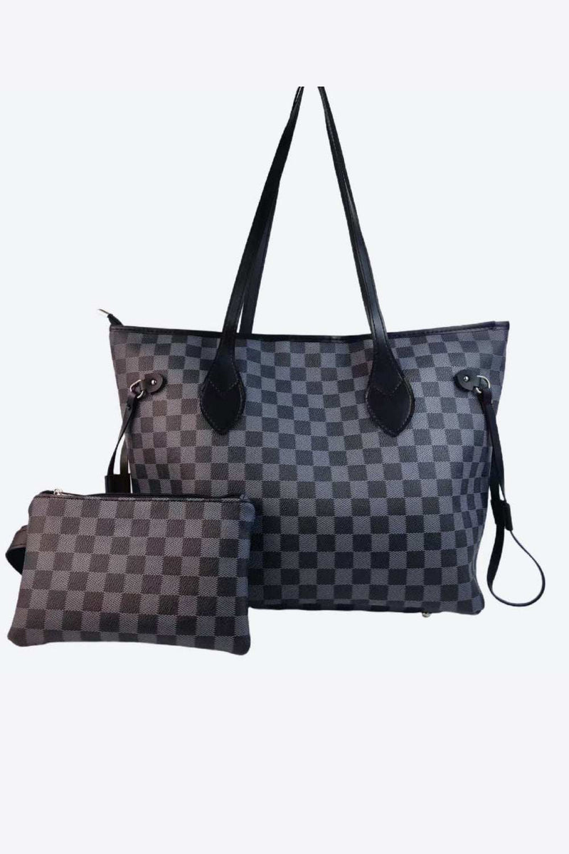 Checkered PVC Two-Piece Bag Set-zoom-