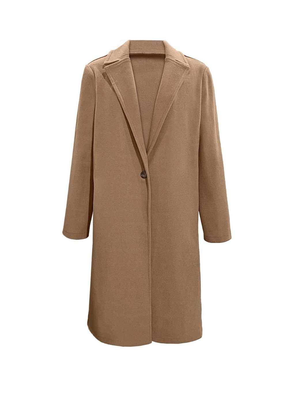 Collared Neck Button Up Long Sleeve Coat - Primrose Signature Boutique