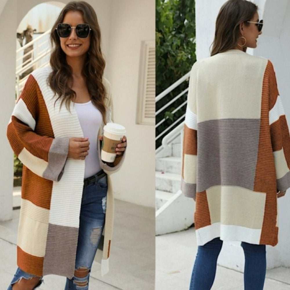 Color Block Open Sweater Cardigan - Primrose Signature Boutique