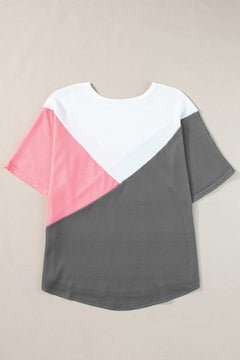 Color Block Round Neck Half Sleeve Top - Primrose Signature Boutique