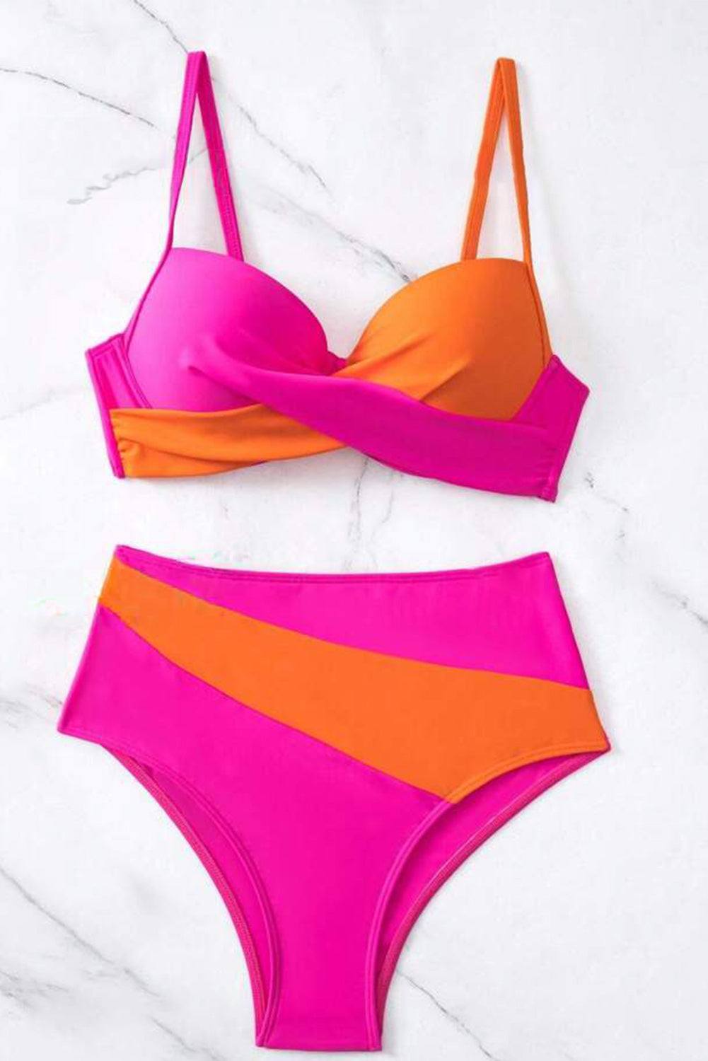 Contrast Sweetheart Neck Bikini Set - Primrose Signature Boutique