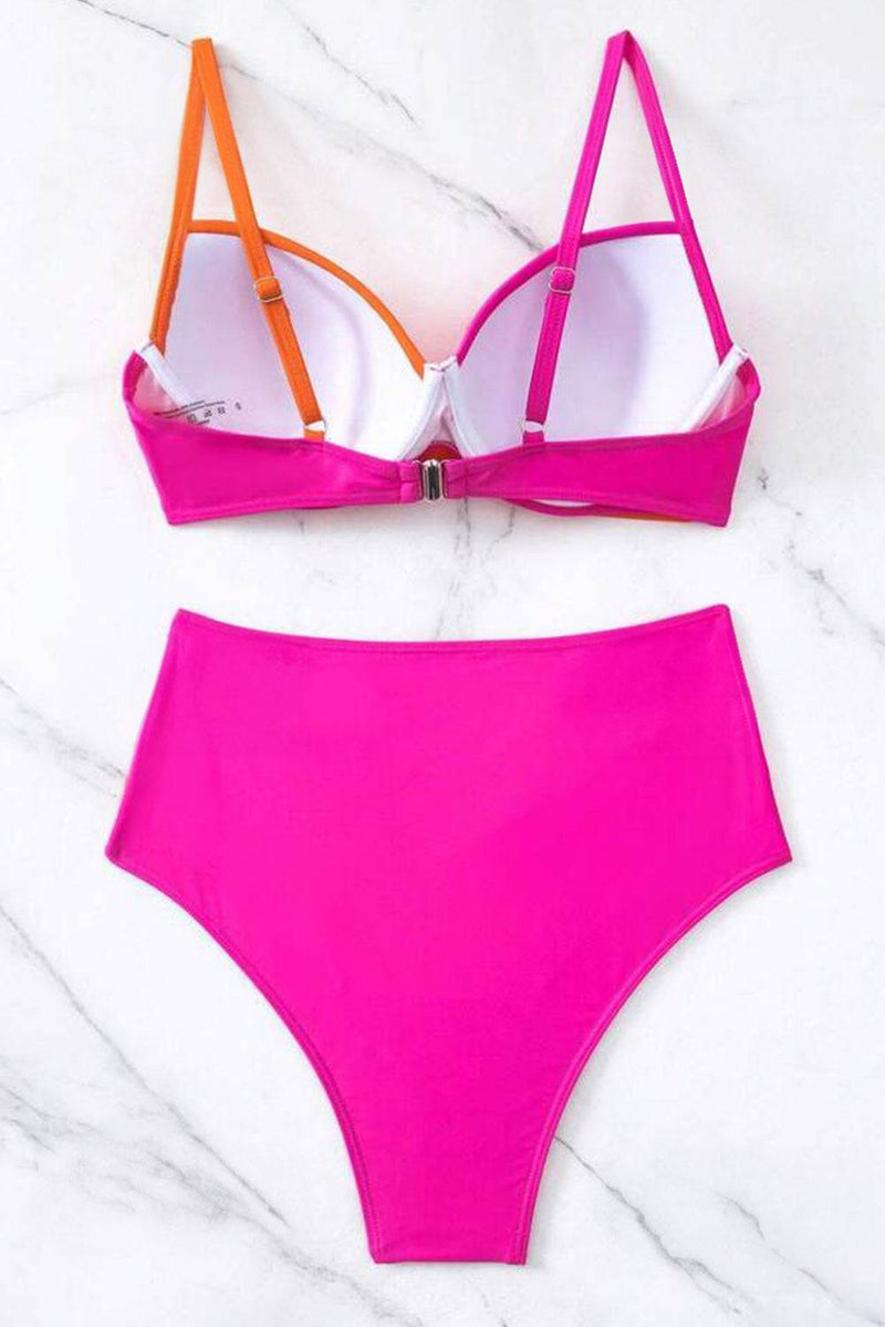 Bikini-Set mit kontrastierendem Sweetheart-Ausschnitt-zoom-