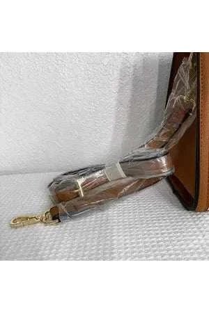 Cream and Brown Boho Style Woven Vegan Leather Purse-zoom-