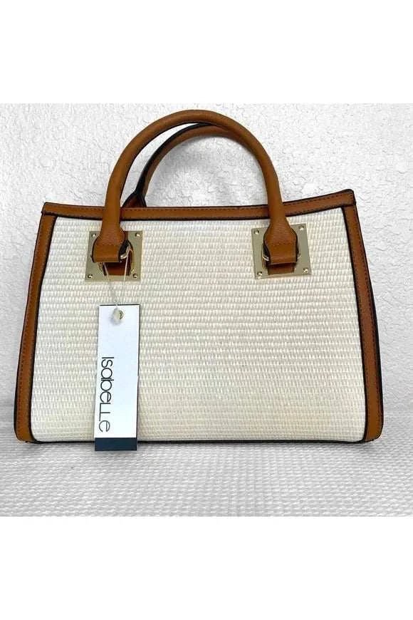 Cream and Brown Boho Style Woven Vegan Leather Purse - Primrose Signature Boutique
