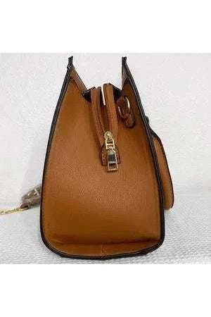 Cream and Brown Boho Style Woven Vegan Leather Purse - Primrose Signature Boutique